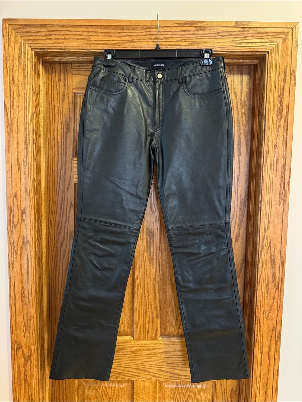 GUESS Black Straight Leather Pants